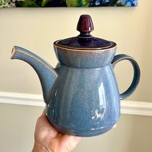 Denby Storm Stoneware Teapot Slate Grey with Plum Lid 5 cup Made in England